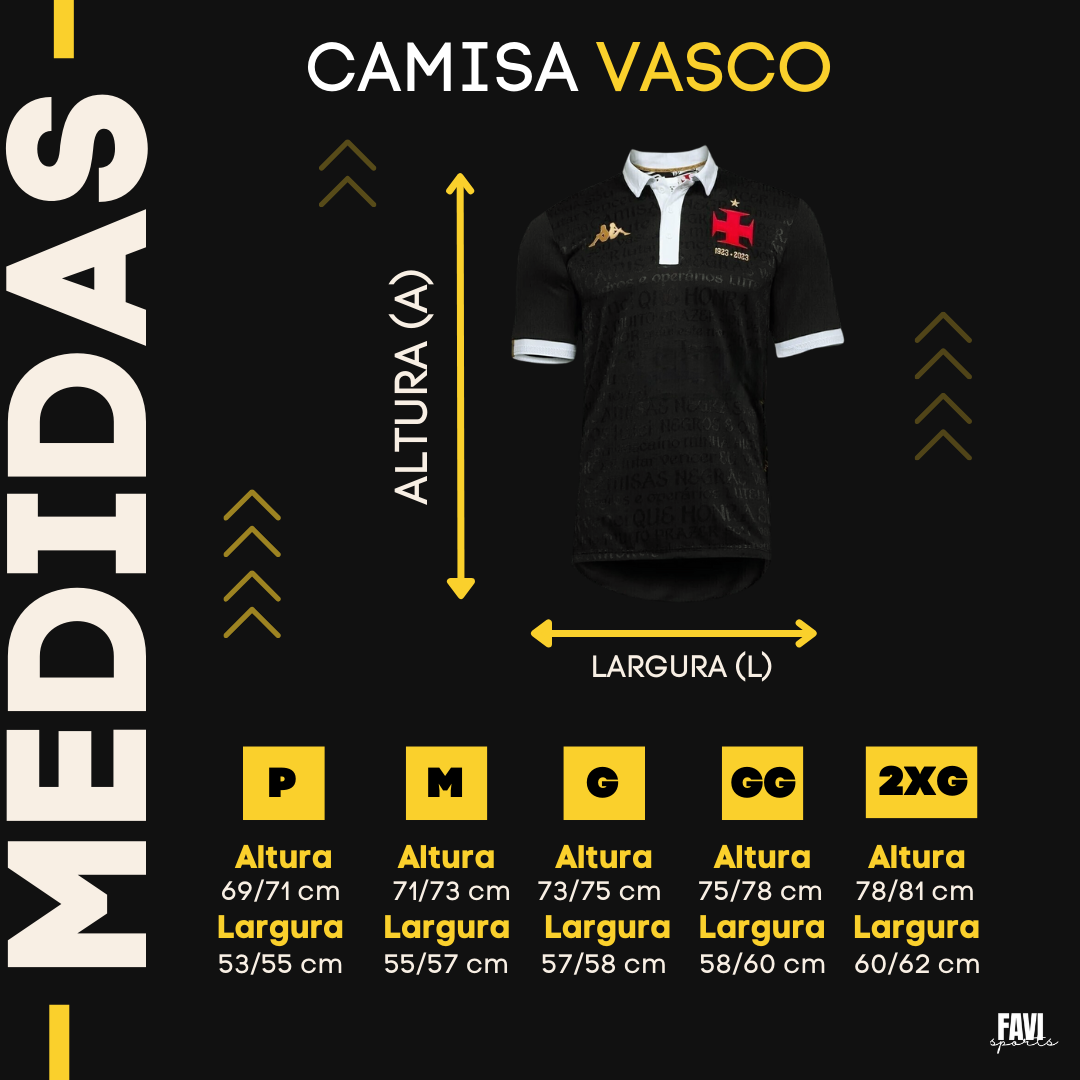 camisa vasco III tamanho